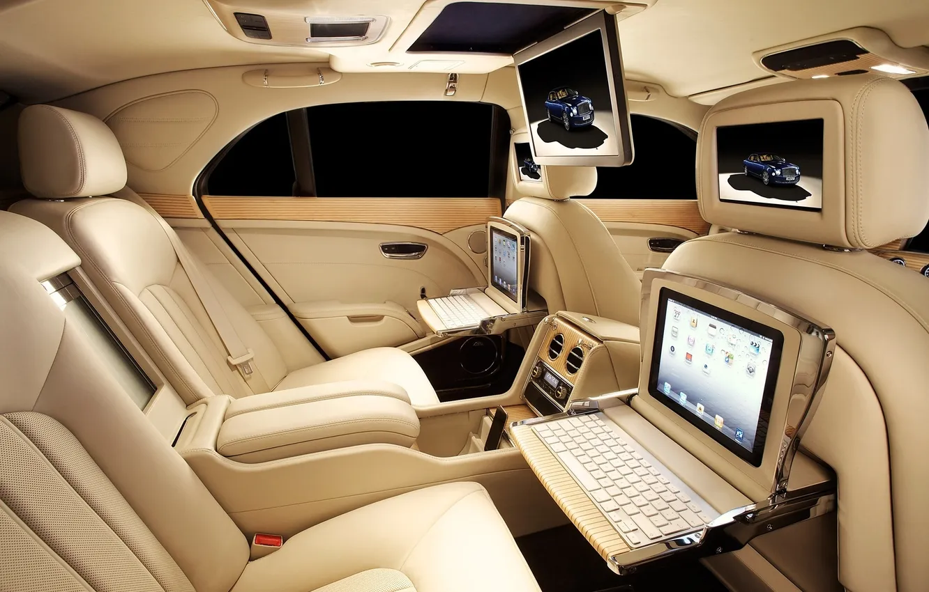 Photo wallpaper interior, Bentley, sedan, salon, screen, gorgeous, limousine, Bentley