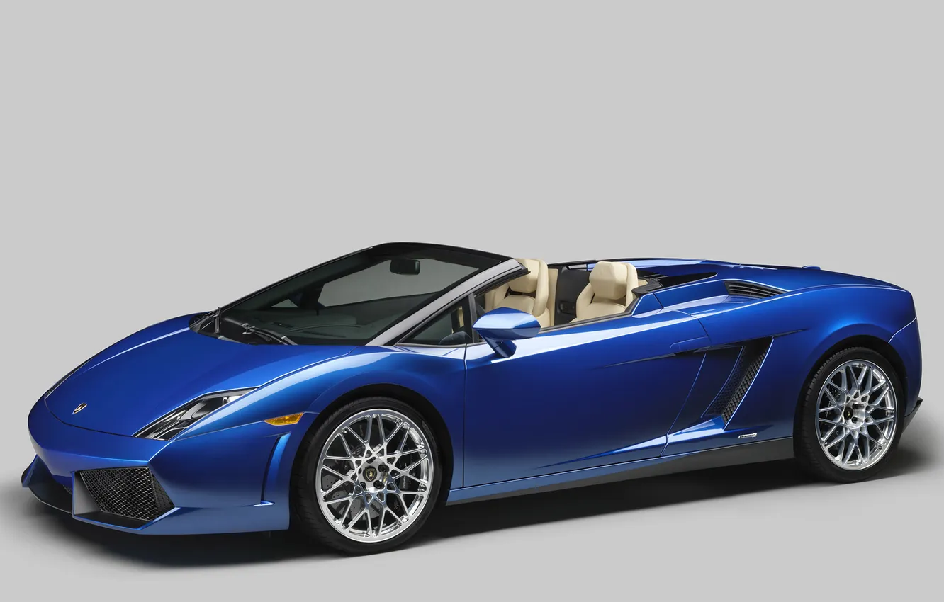 Photo wallpaper blue, Lamborghini, supercar, Gallardo, Spyder, the front, spider, Lamborghini
