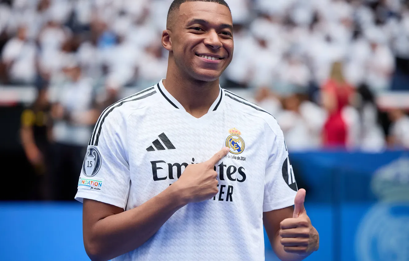 Photo wallpaper football, Real Madrid, Kylian Mbappe