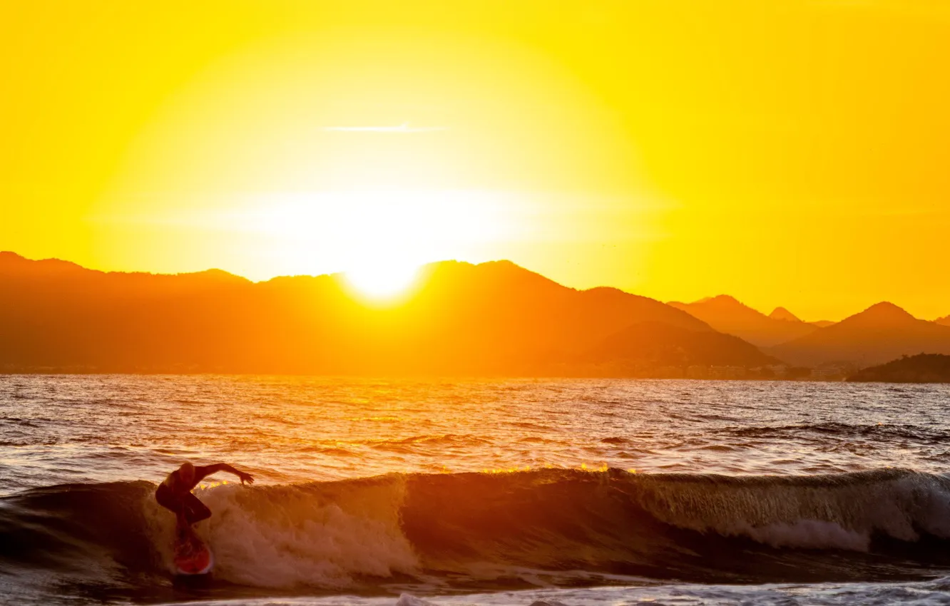 Photo wallpaper logo, Sunset, Surf, Lover