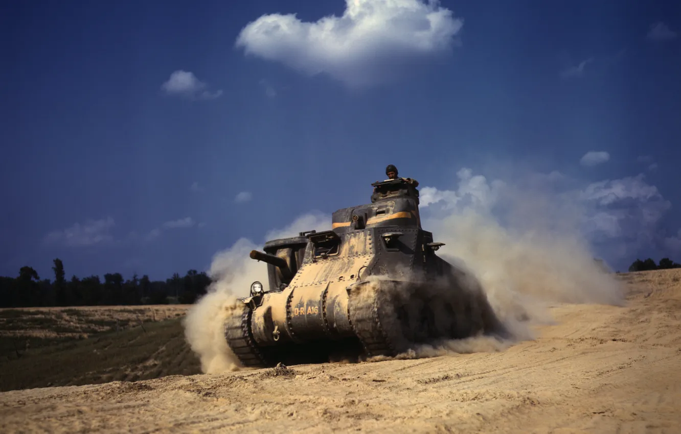 Photo wallpaper tank, Grant, in the dust, M3Lee