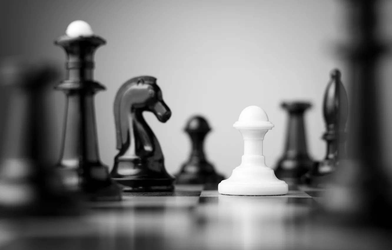 Photo wallpaper white, black, Chess, chess board