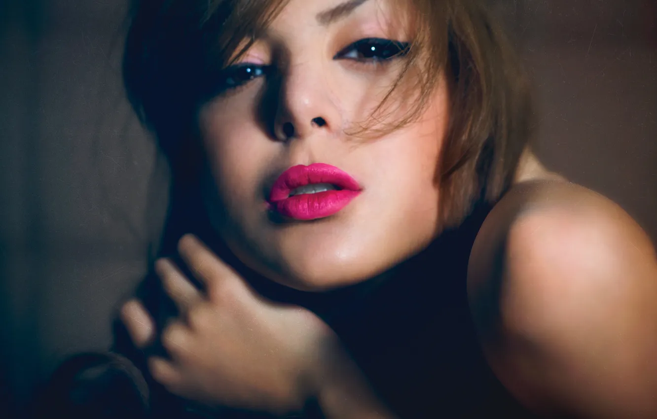 Photo wallpaper look, girl, brunette, lips, Delaram Razavi
