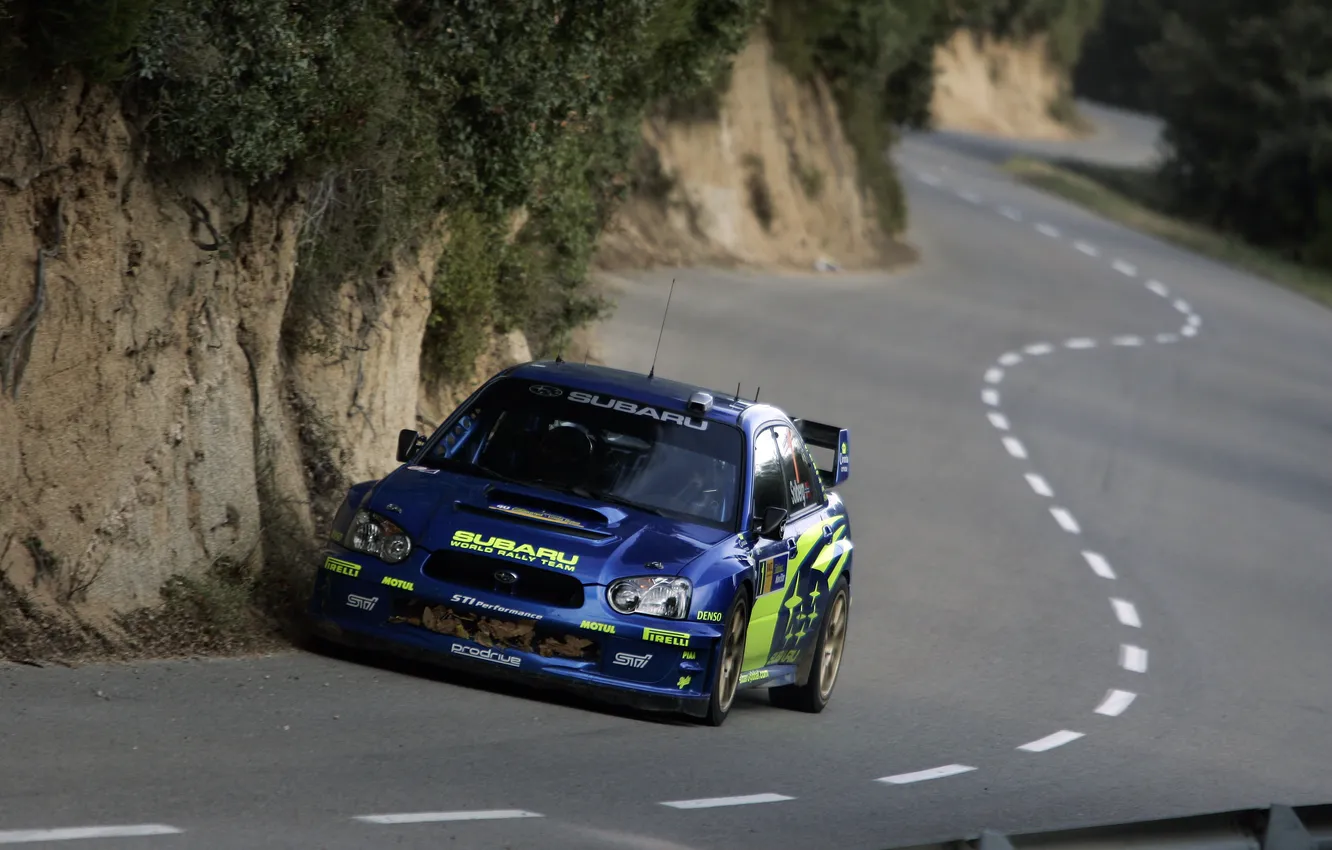 Photo wallpaper road, asphalt, Subaru, Impreza, turn, WRX, STI, Solberg