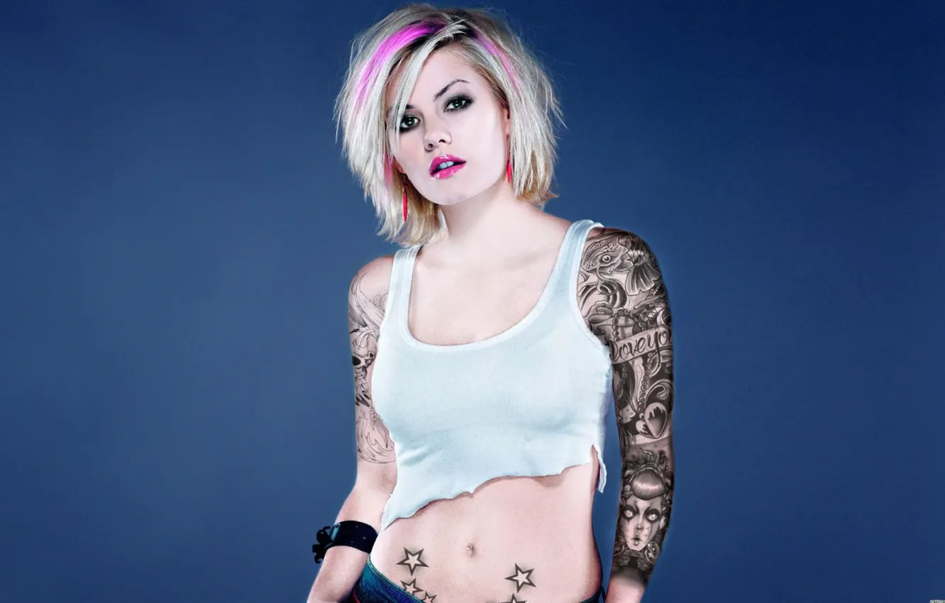 Photo wallpaper Elisha Cuthbert, actress, tattoo, blonde, tattoo, Elisha Cuthbert