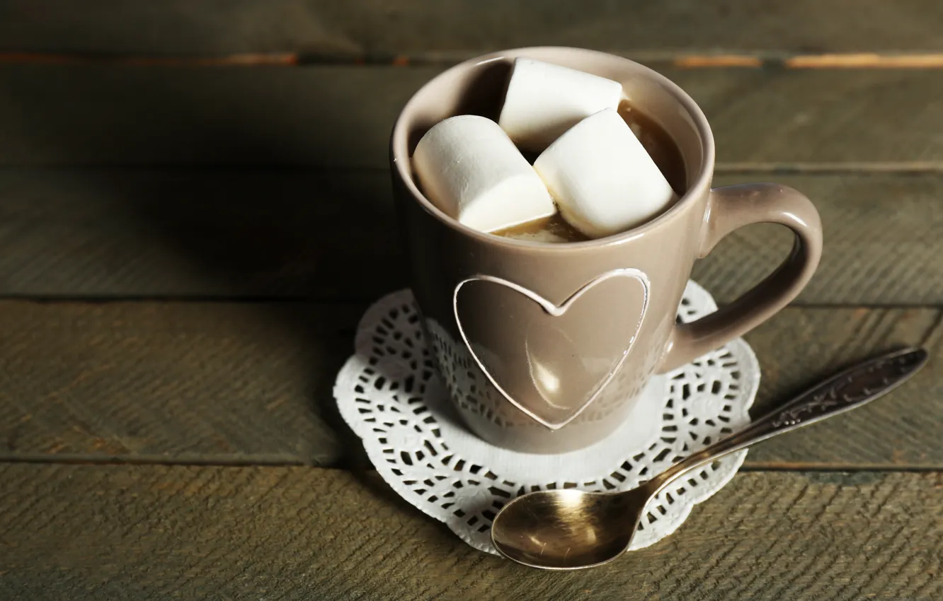 Photo wallpaper chocolate, hot, cup, chocolate, cocoa, cocoa, marshmallows, marshmallow