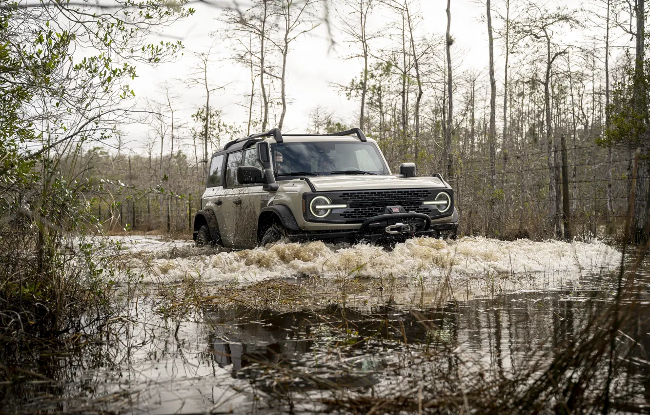 Photo wallpaper Ford, Water, Trees, SUV, SUV, Sport utility vehicles, Sport utility vehicle, Ford Bronco Everglades special …