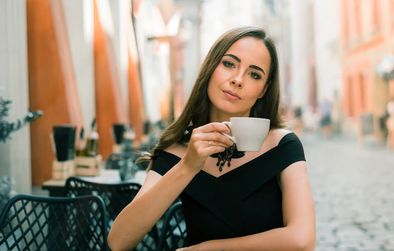 Photo wallpaper girl, long hair, dress, young, beautiful, sweet, posing, adorable