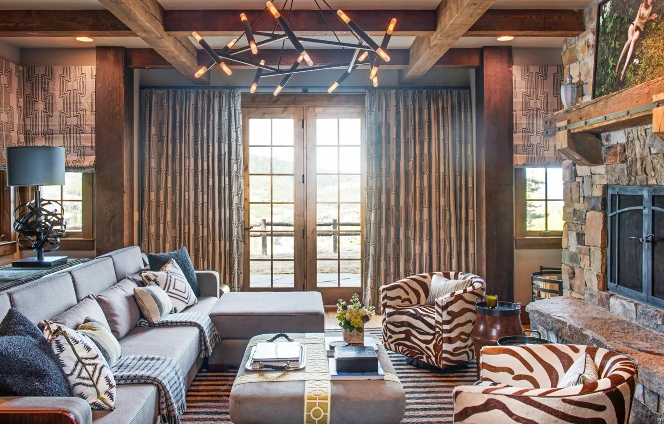 Photo wallpaper design, style, room, interior, oven, living room