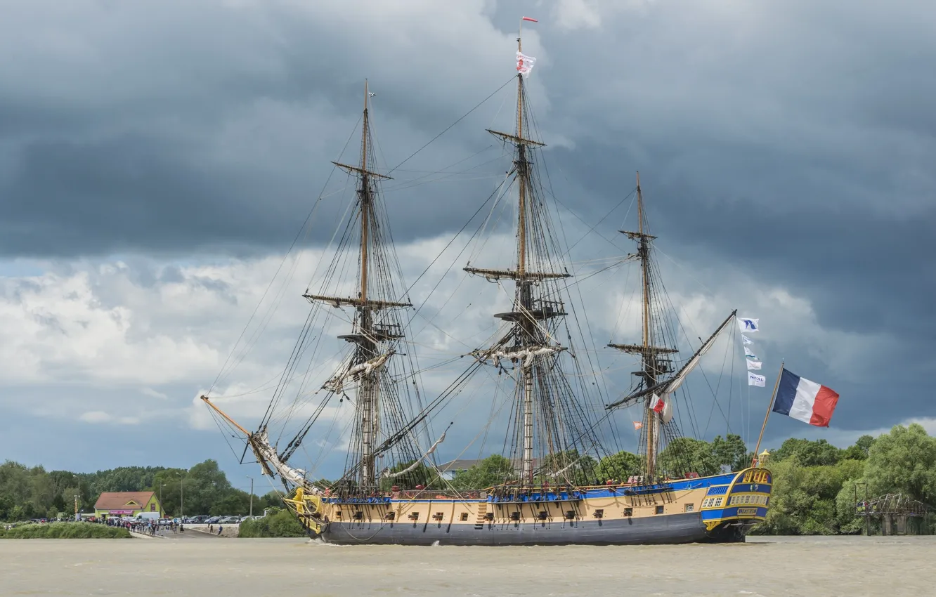 Photo wallpaper ship, sailboat, mast