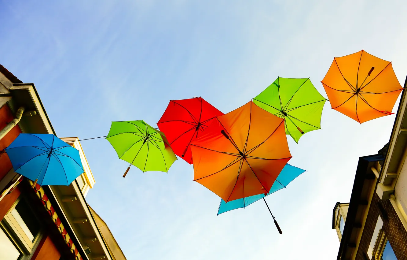 Photo wallpaper the sky, umbrella, umbrella