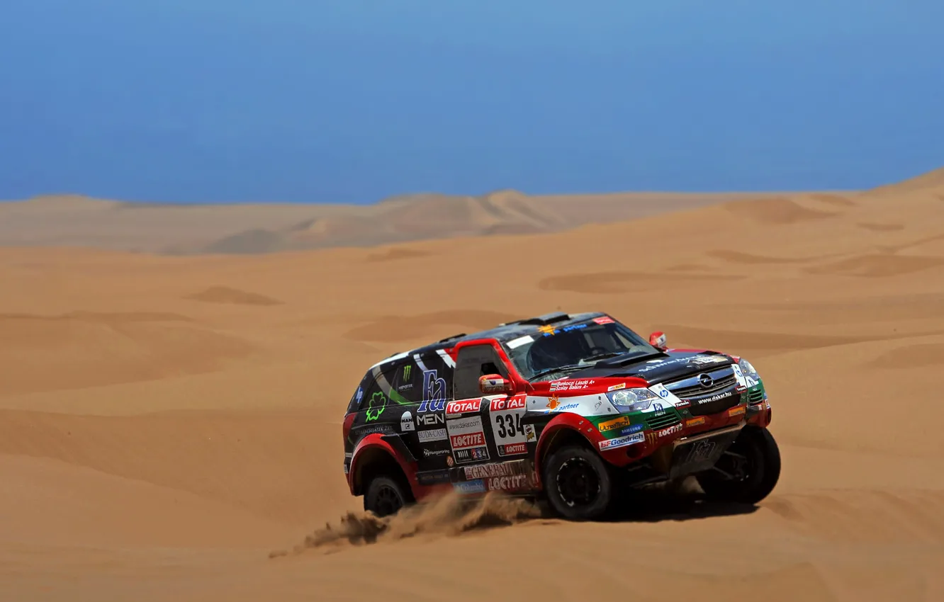 Photo wallpaper Sand, Auto, Sport, Desert, Machine, Race, Opel, Opel