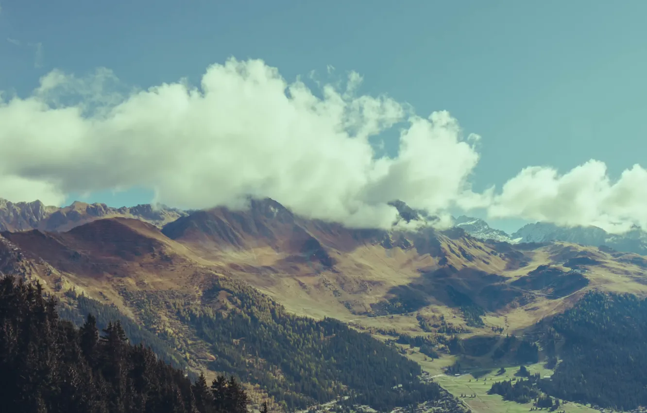 Photo wallpaper the sky, clouds, mountains, Switzerland