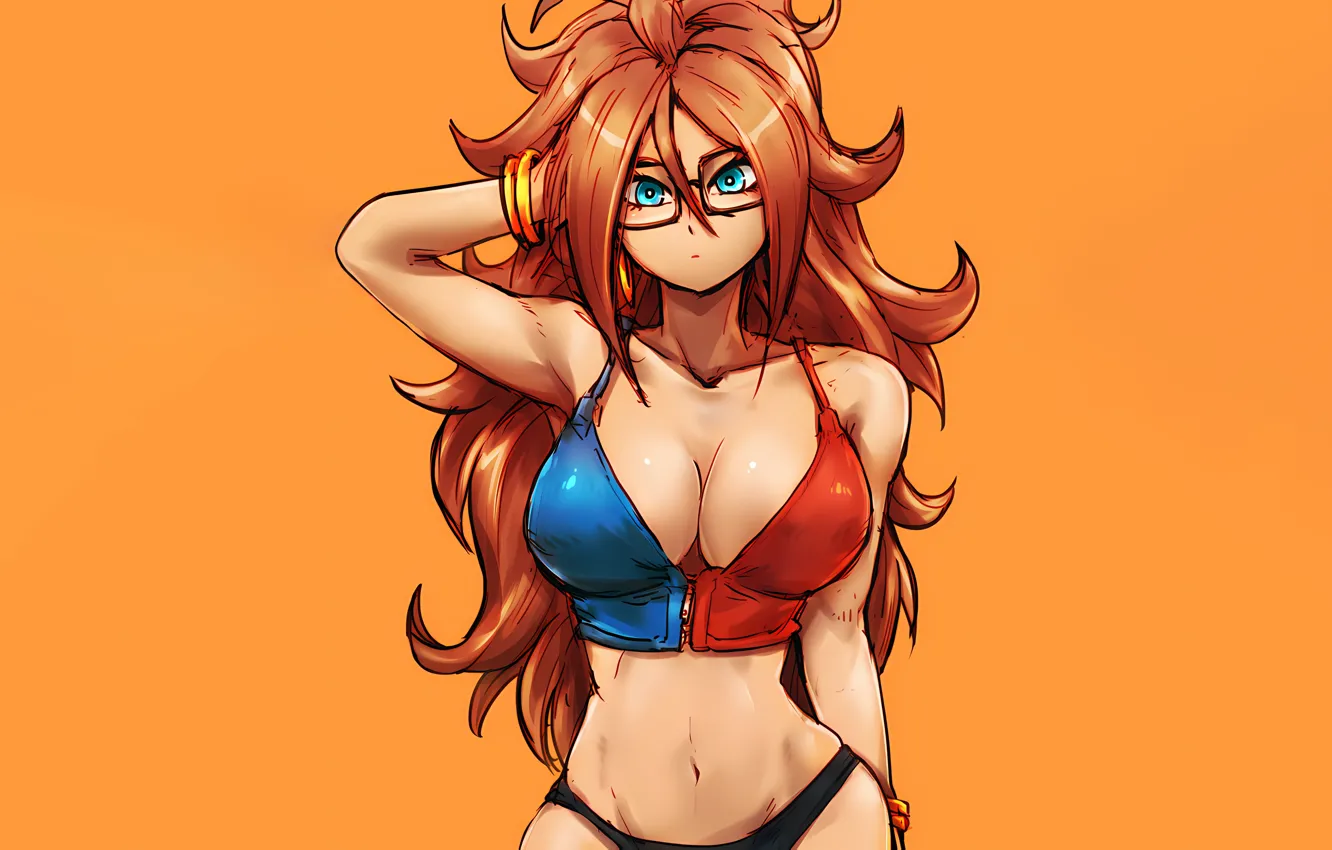 Photo wallpaper girl, sexy, cleavage, blouse, panties, long hair, boobs, anime