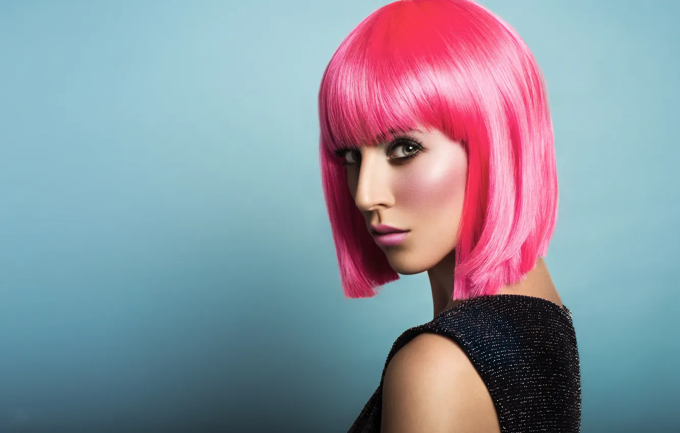 Photo wallpaper look, girl, pink, wig, Cara R