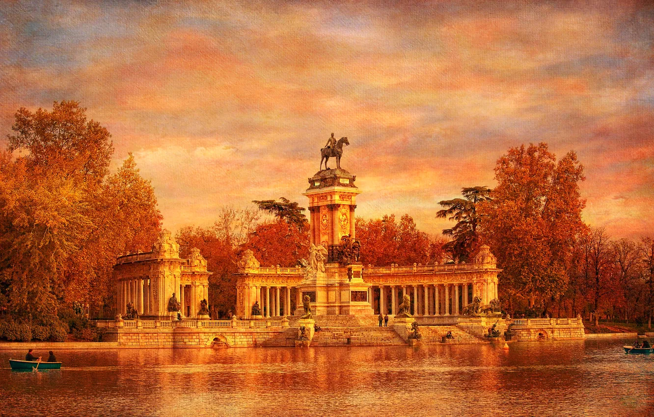 Photo wallpaper the sky, Park, Spain, canvas, monument, Madrid