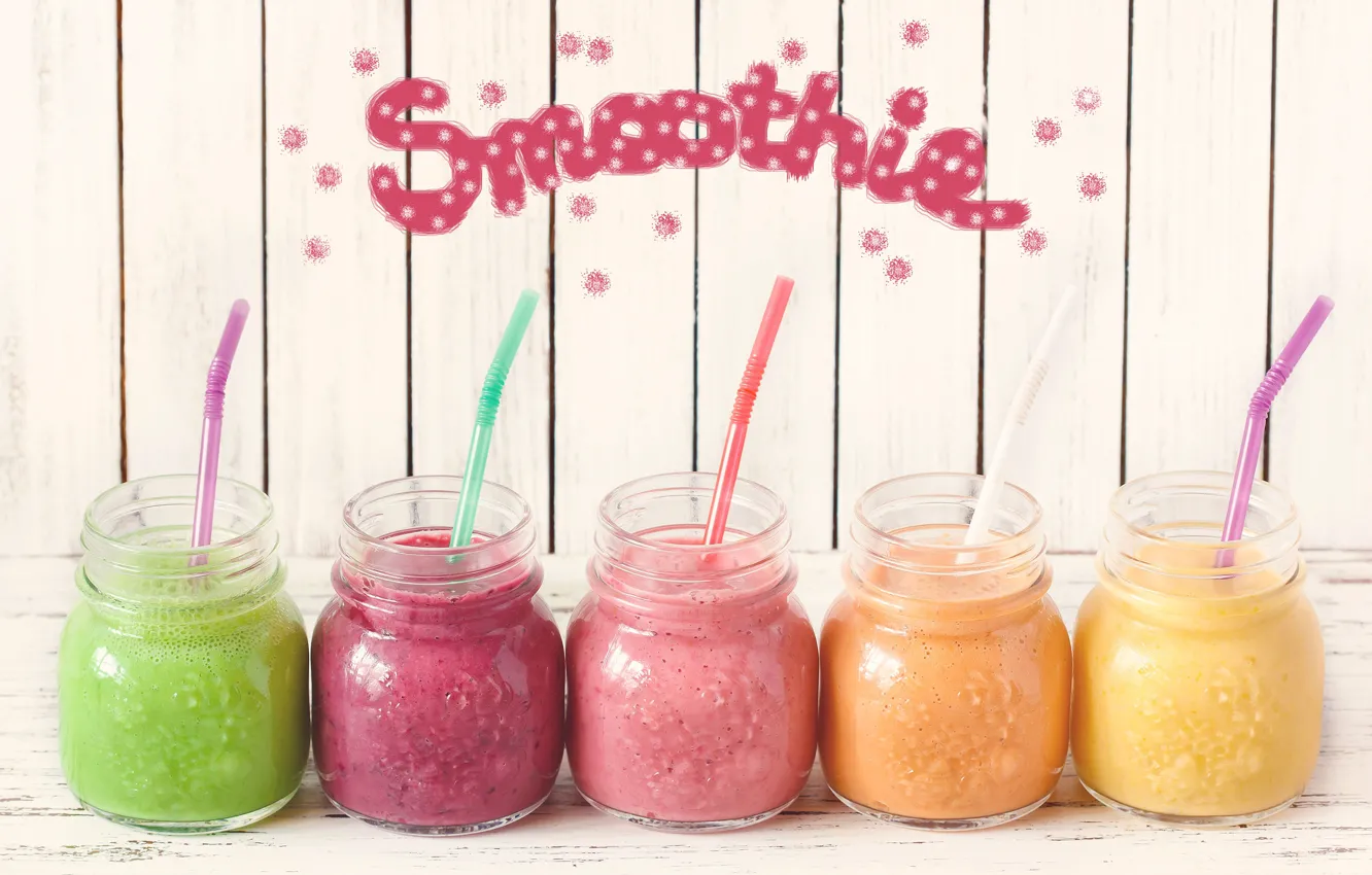 Photo wallpaper jars, cocktail, fruit, smoothies