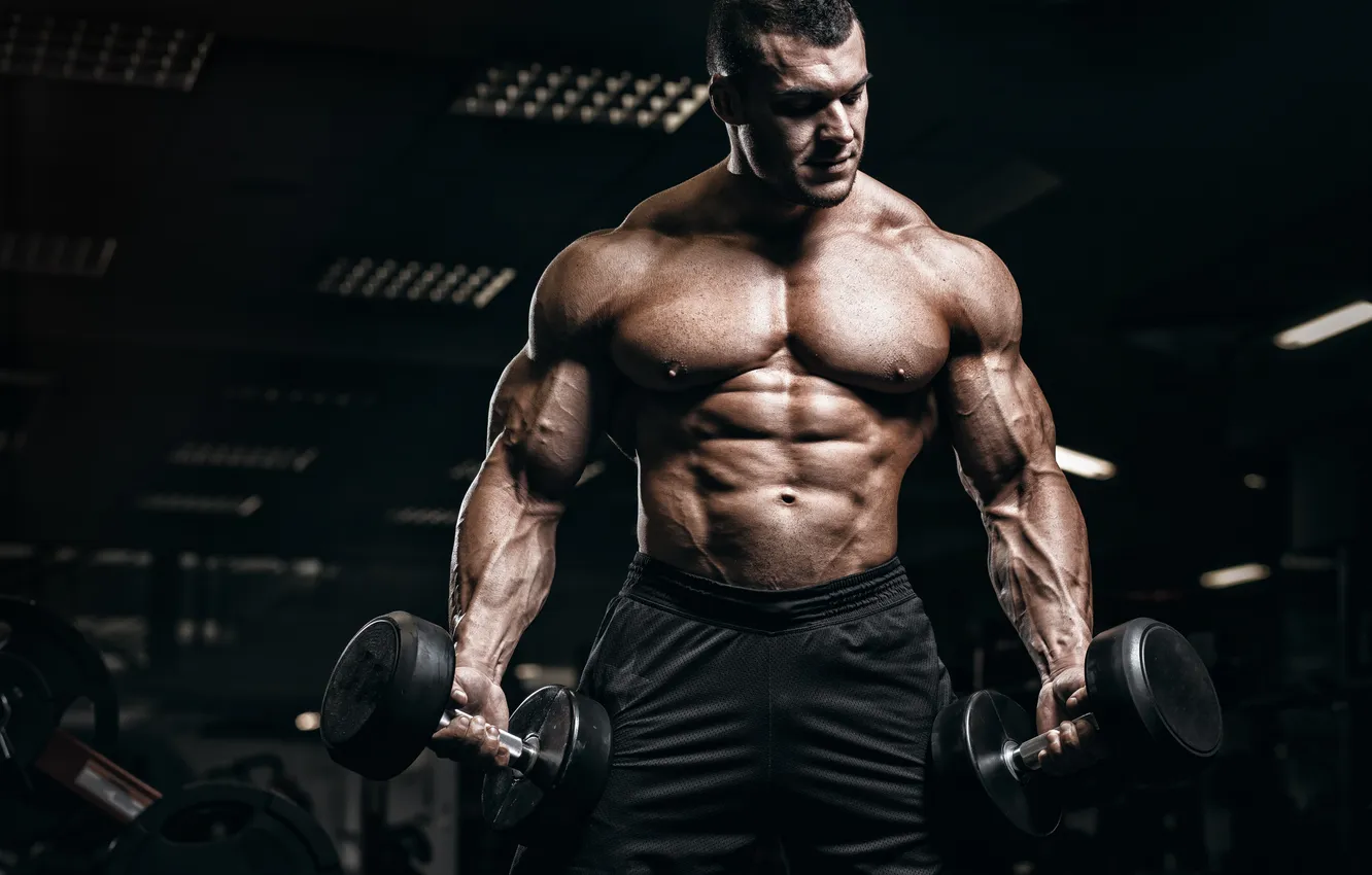 Photo wallpaper hard, exercise, guy, handsome, fitness, gym, equipment, health