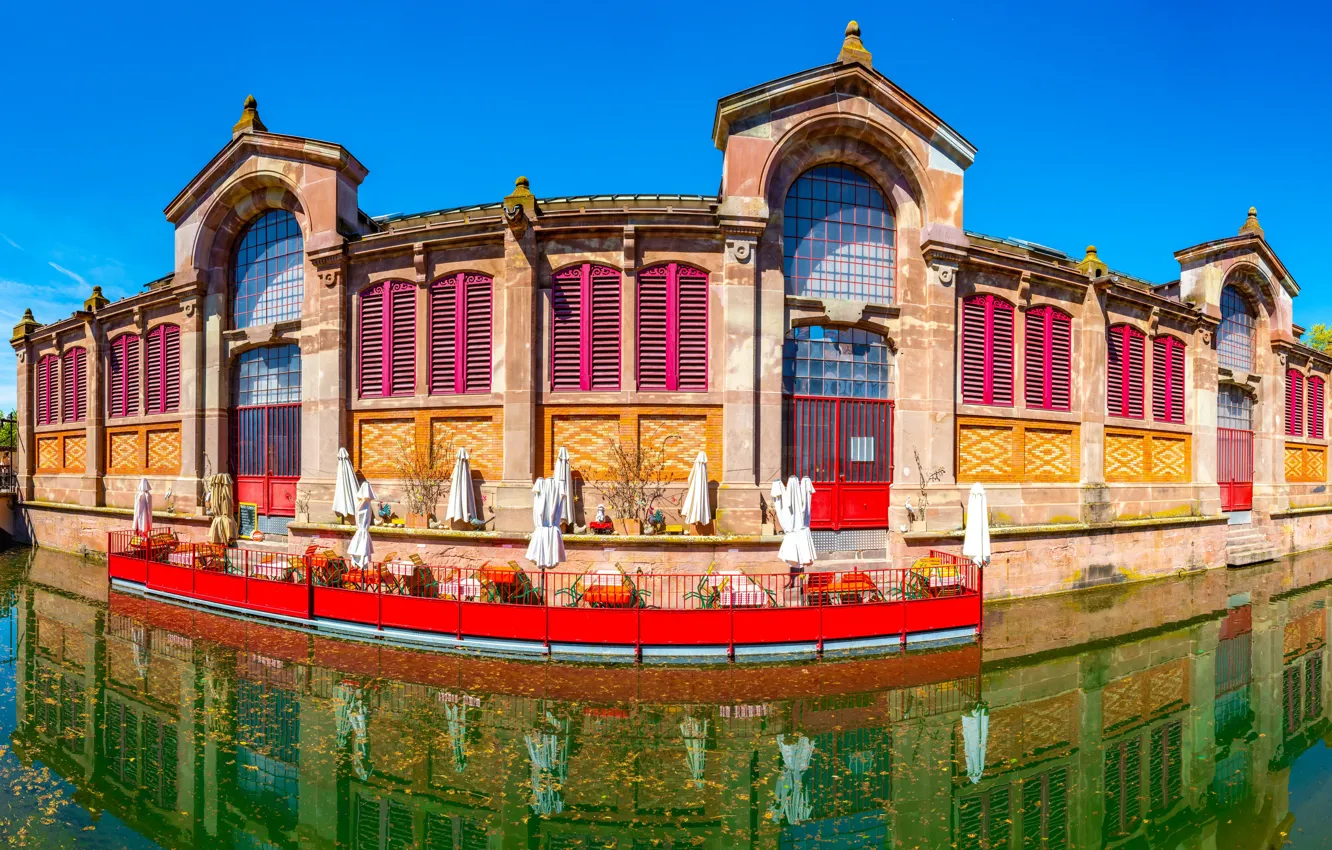 Photo wallpaper France, building, water channel, Colmar, Colmar