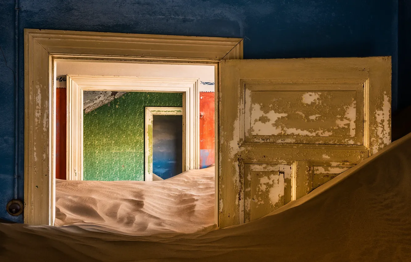 Photo wallpaper sand, house, Namibia, Luderitz, Kolmanskop