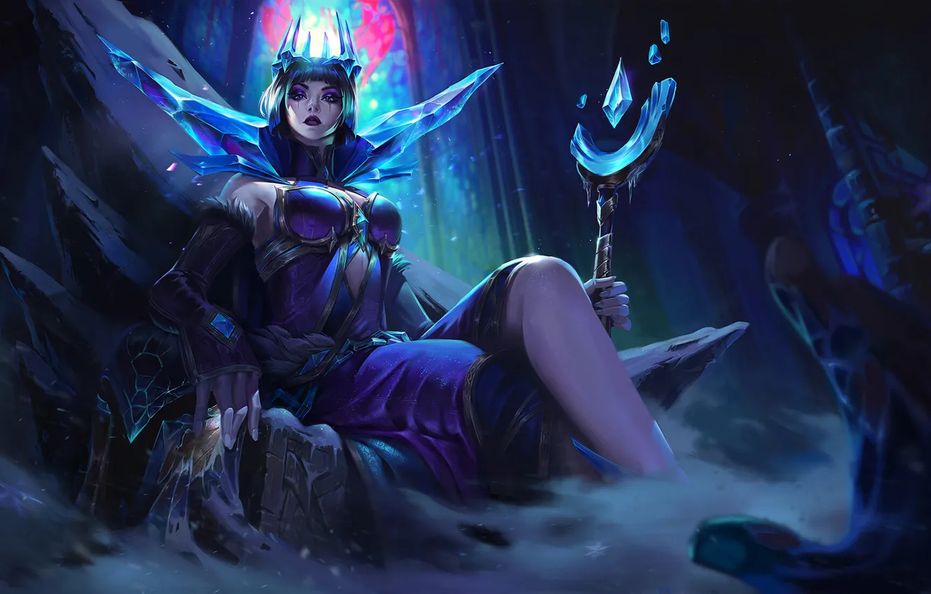 Photo wallpaper girl, fantasy, game, League of Legends, digital art, artwork, fantasy art, staff