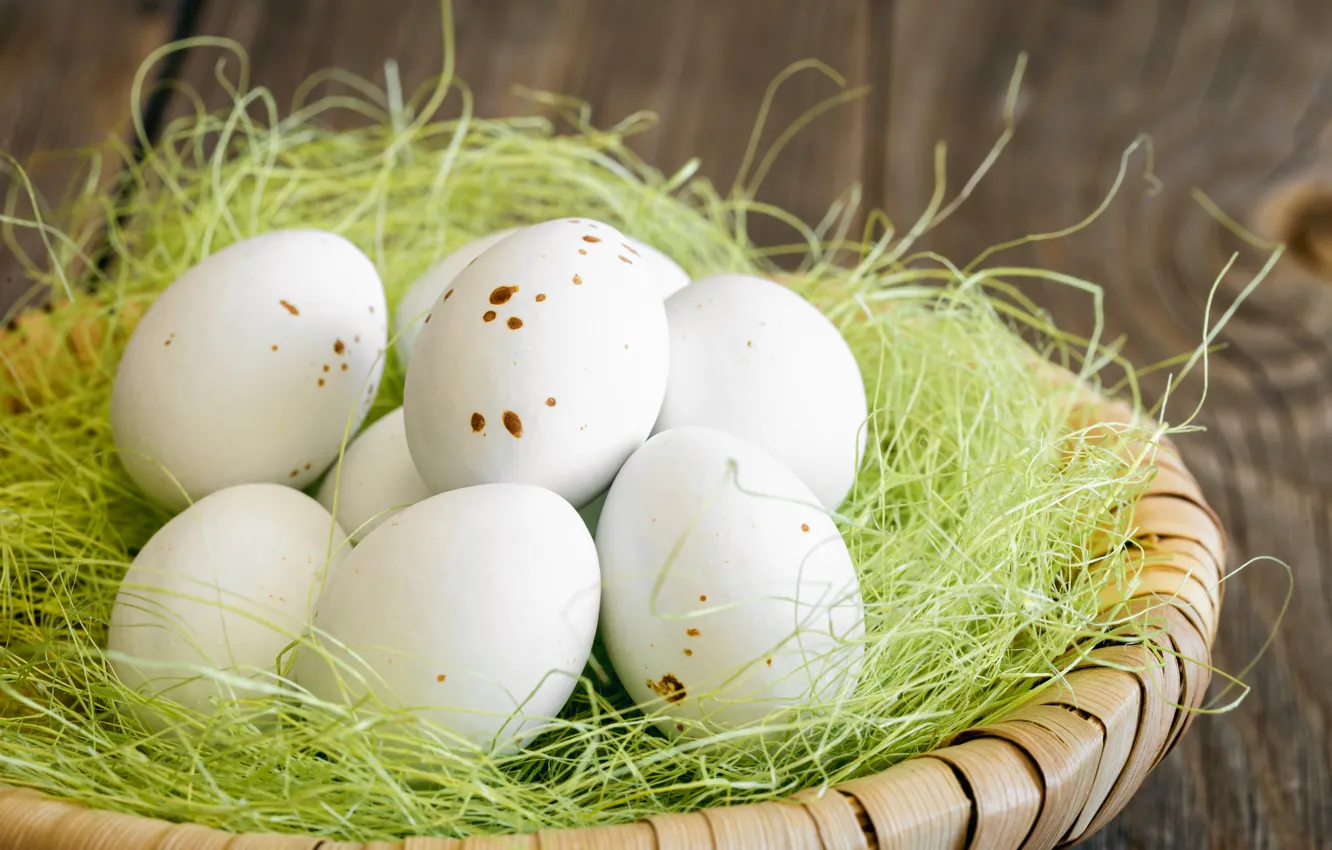 Photo wallpaper holiday, Board, eggs, spring, Easter, white, network, bokeh