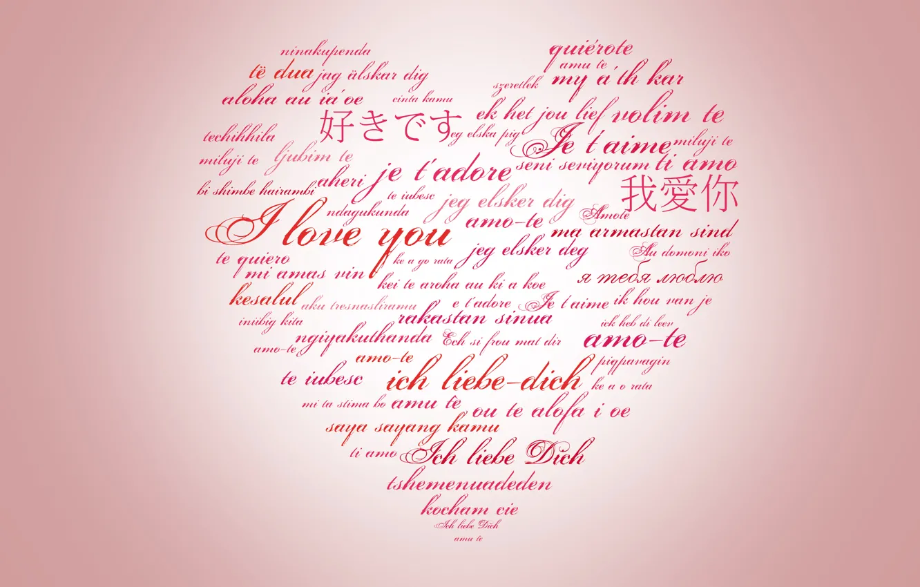 Photo wallpaper BACKGROUND, TEXT, HEART, WORDS, LETTERS, PINK, LOVE