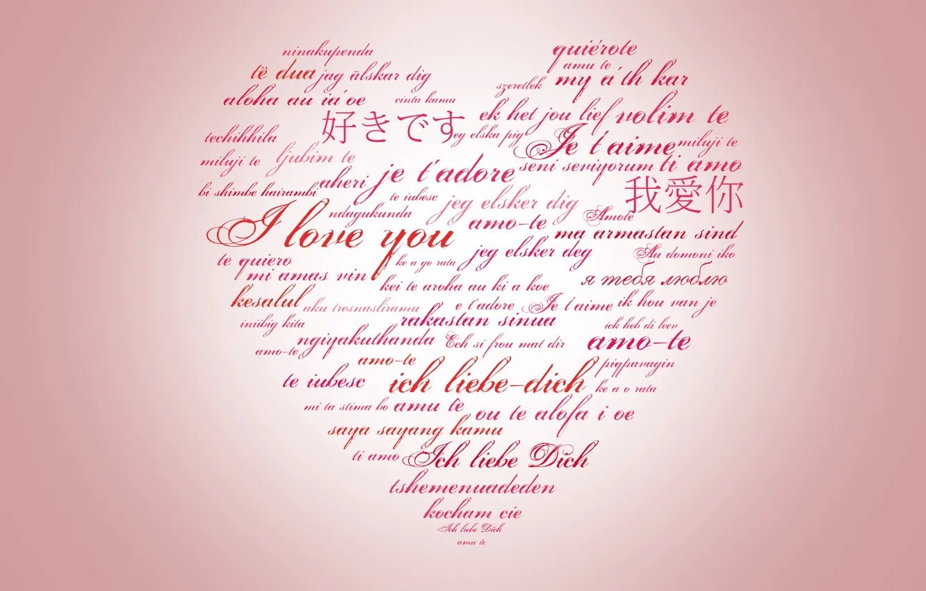 Photo wallpaper love, text, letters, background, heart, pink, words