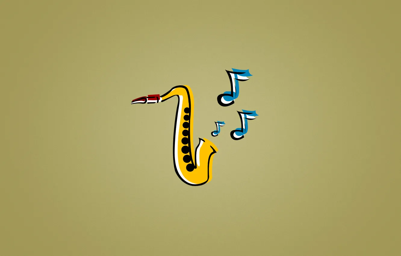 Photo wallpaper blue, yellow, notes, music, jazz, Saxophone, jazz, saxophone
