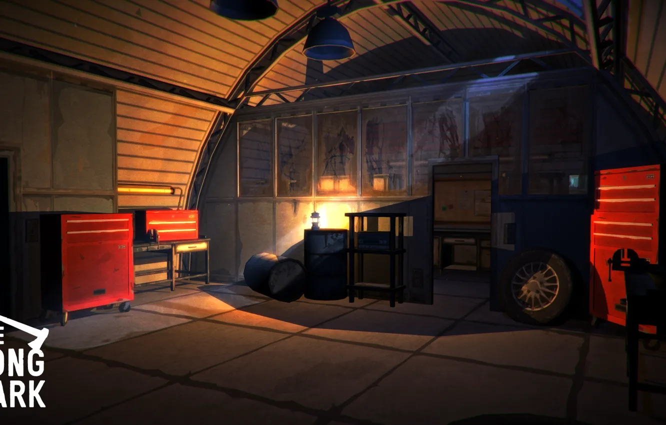 Photo wallpaper night, garage, night, Garage, the long dark, Hinterland Studio, Indie Game