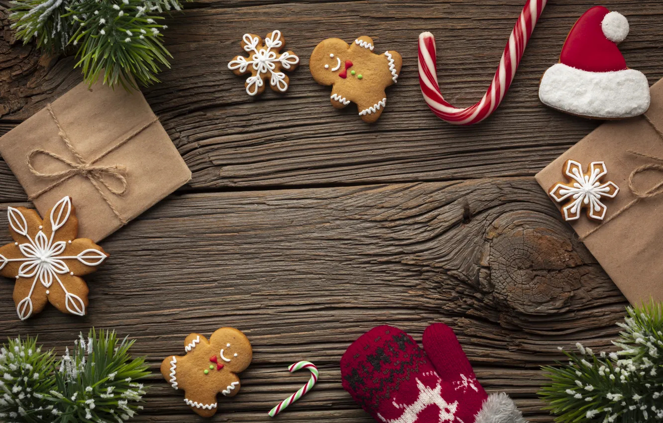 Photo wallpaper decoration, cookies, Christmas, New year, new year, Christmas, wood, cookies