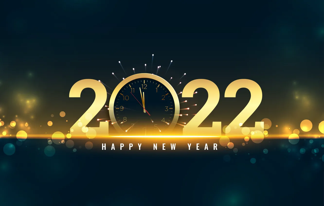 Photo wallpaper gold, figures, New year, golden, black background, new year, happy, luxury