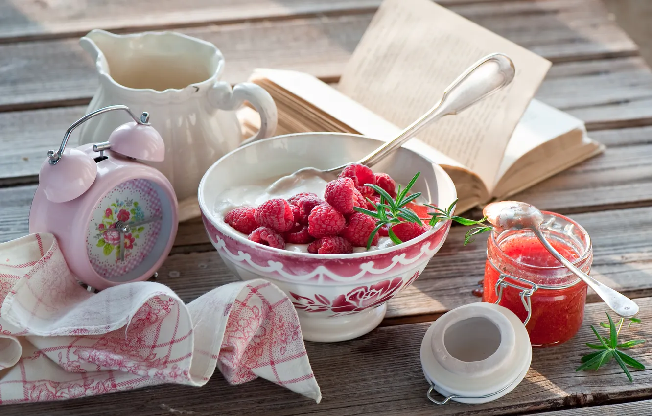 Photo wallpaper raspberry, Breakfast, jam, cheese