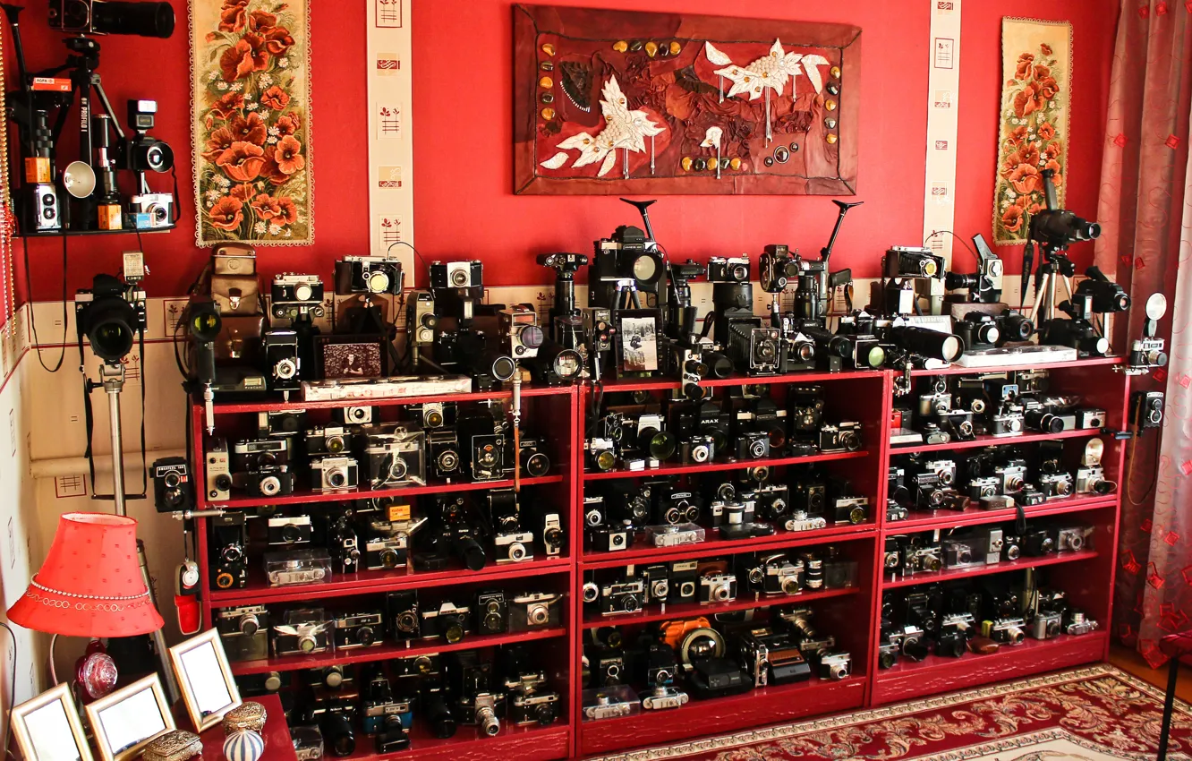 Photo wallpaper camera, Zenit, Collection, FED, collection of cameras