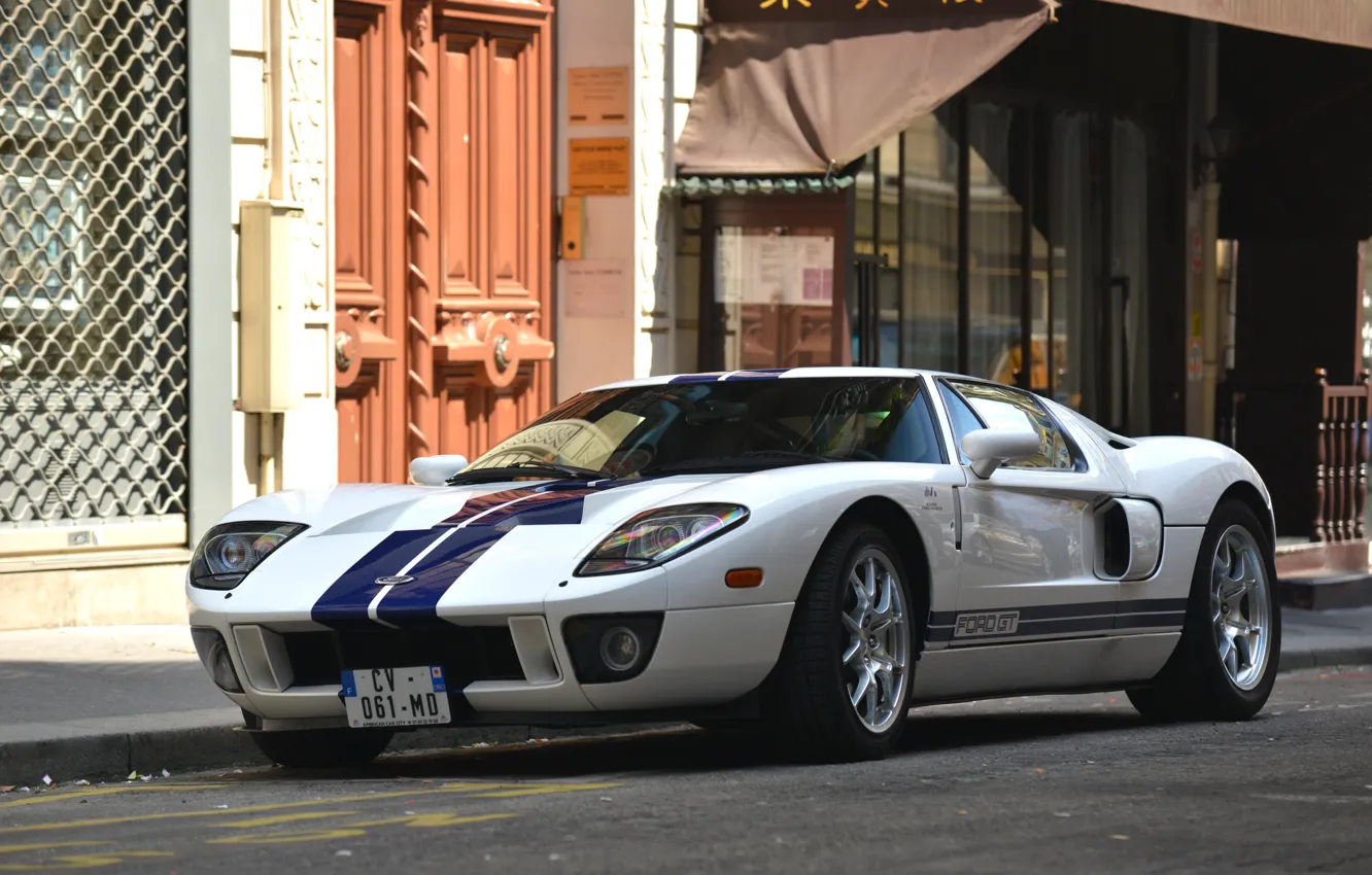 Photo wallpaper Ford, Blue, France, White, Stripes, Ecurie, gt