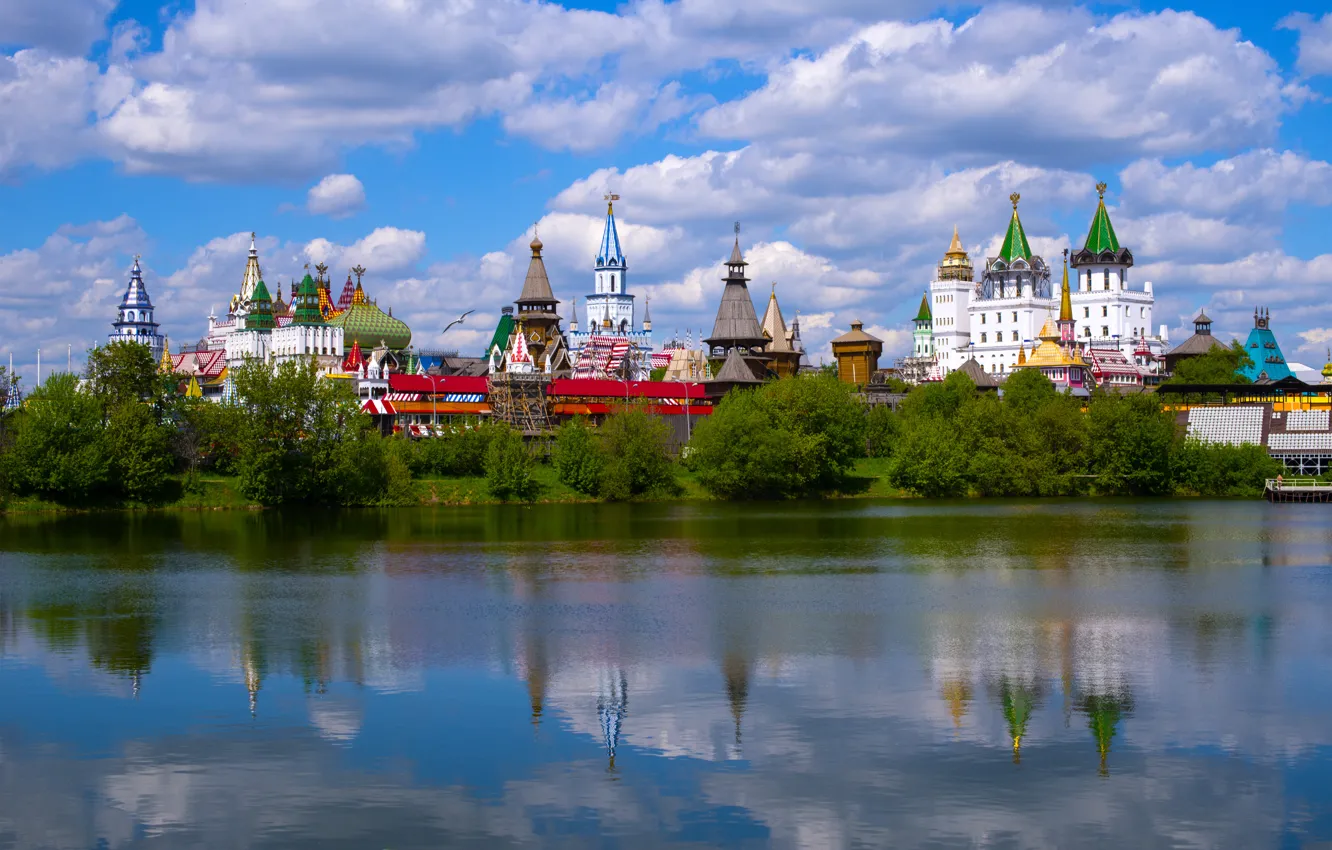 Photo wallpaper summer, water, nature, the city, reflection, the monastery, Izmailovo