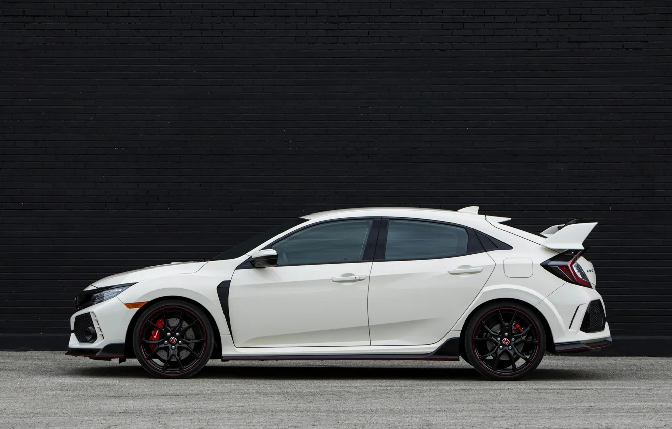 Photo wallpaper white, wall, Honda, side view, hatchback, the five-door, 2019, Civic Type R