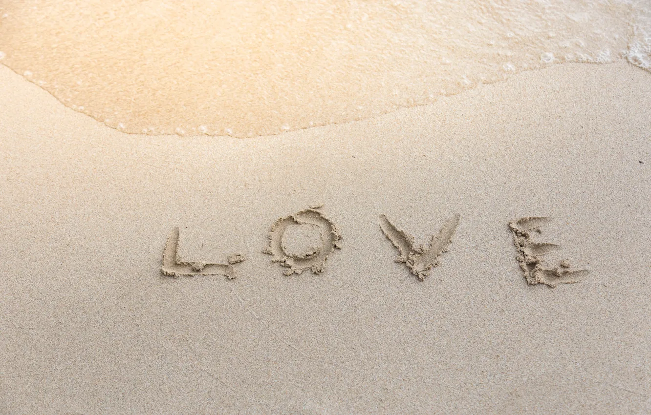 Photo wallpaper sand, beach, Sea, love