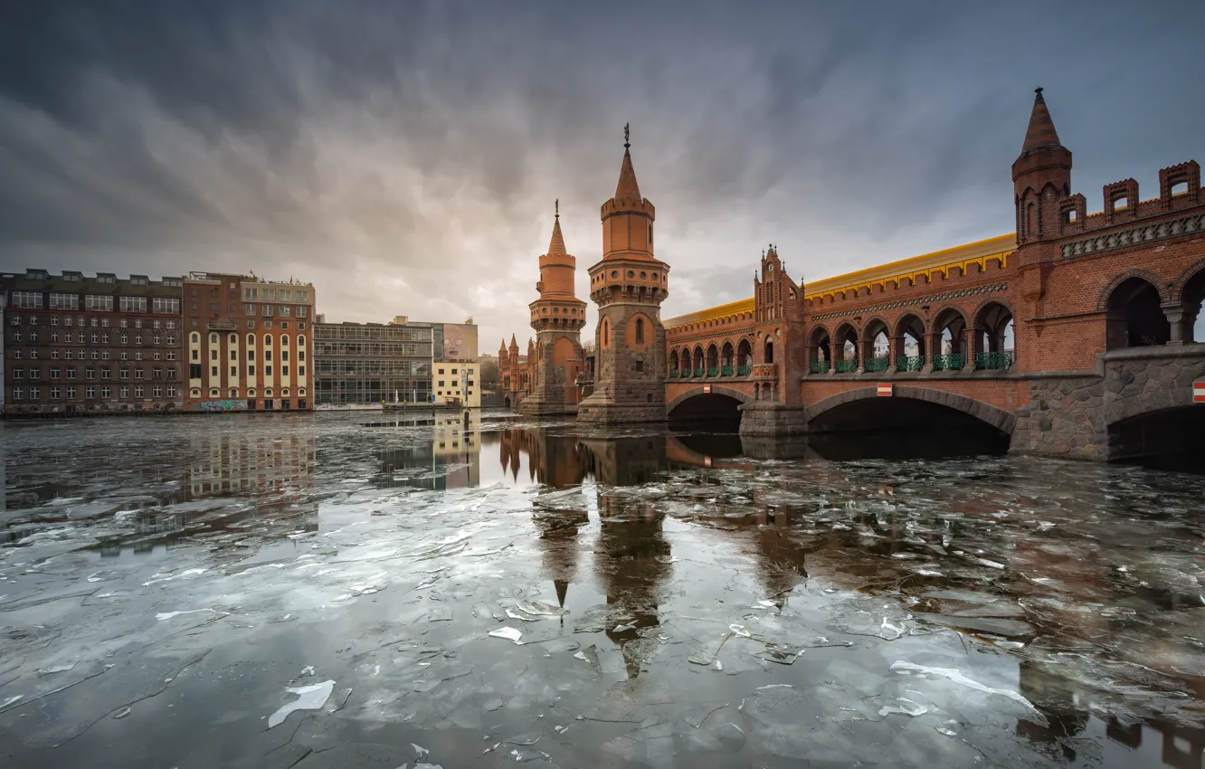Photo wallpaper bridge, the city, The Oberbaum Bridge Berlin