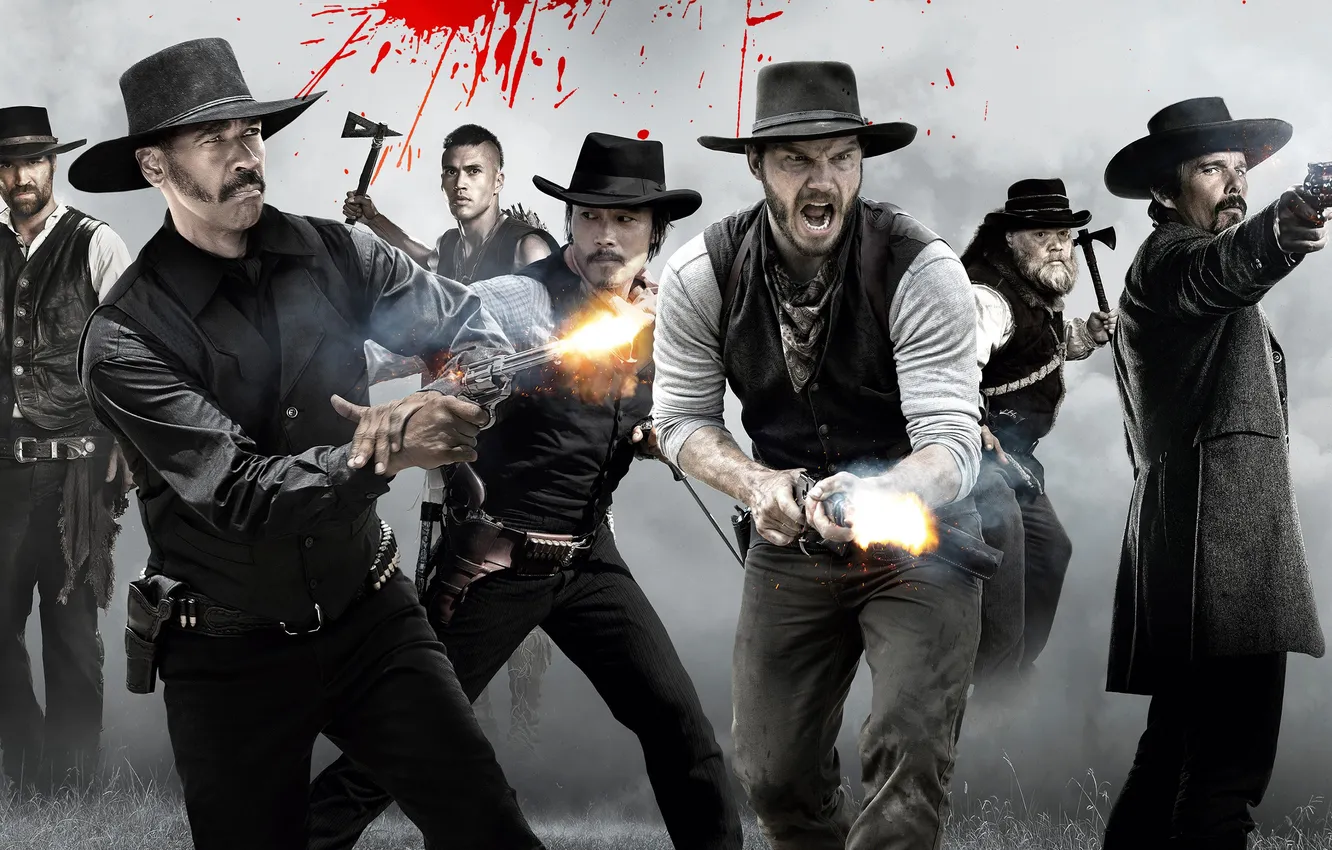 Photo wallpaper Men, Hat, Pistols, Chris Pratt, magnificent seven