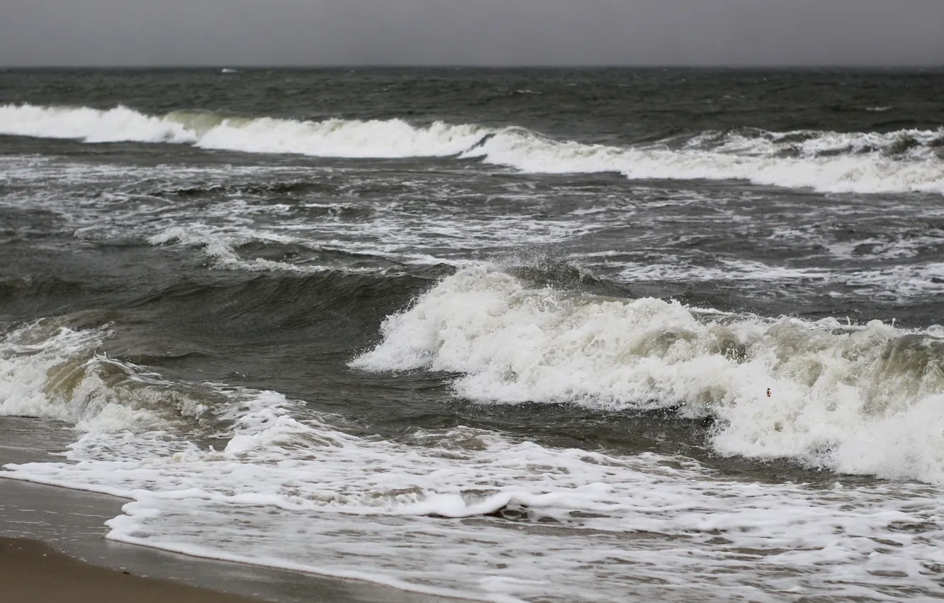 Photo wallpaper storm, beach, sea, ocean, water, wave