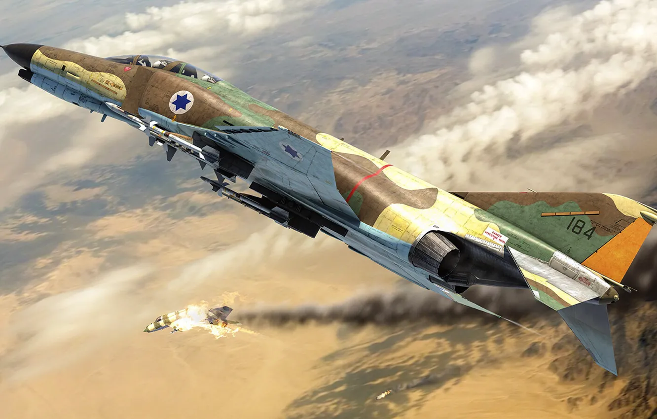 Photo wallpaper double, The MiG-21, Israeli air force, McDonnell Douglas F-4 Phantom II, long-range fighter-interceptor, ANYWAYS, Yom …