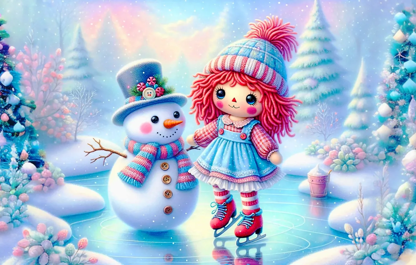 Photo wallpaper winter, frost, forest, clouds, snow, fog, style, ice