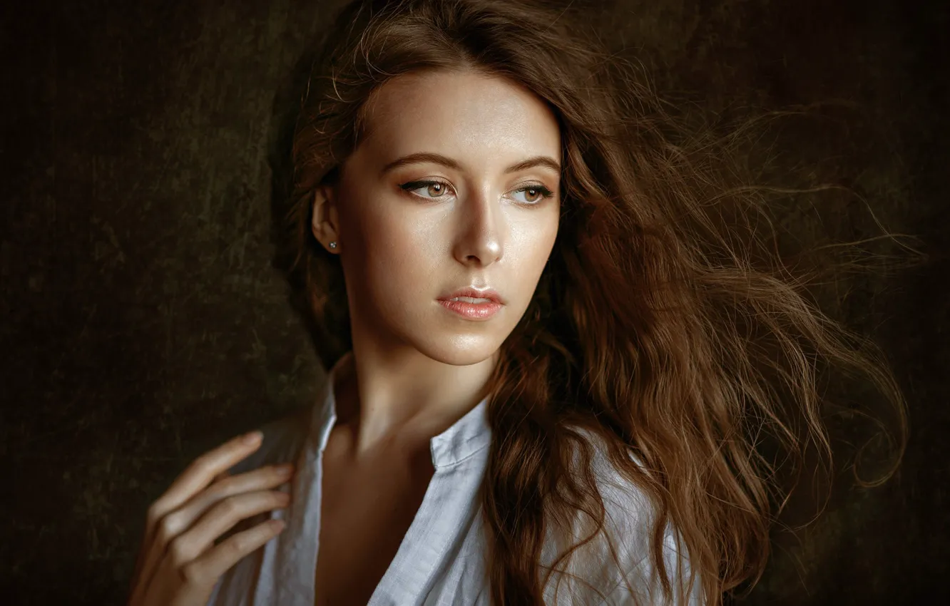 Photo wallpaper girl, face, background, hair, portrait, Albert Forest