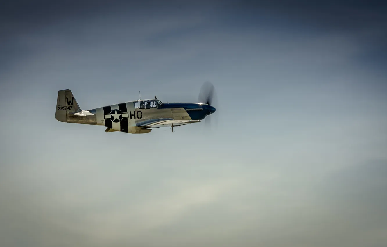 Photo wallpaper the sky, propeller, the plane, P-51C, Mustang Princess Elizabeth