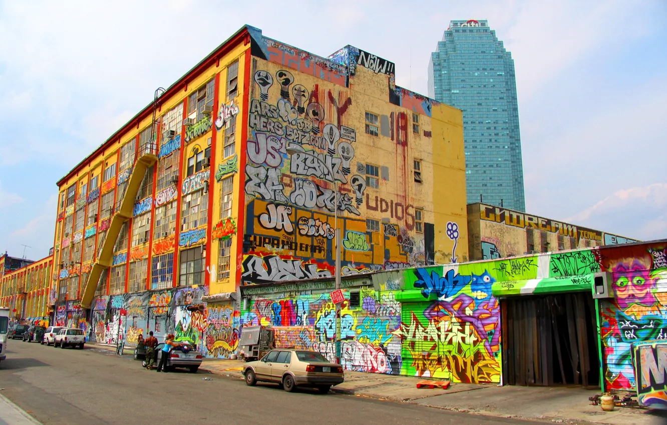 Photo wallpaper City, Graffiti, Colour