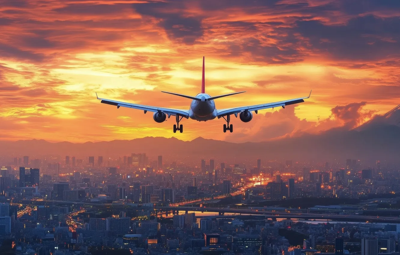 Photo wallpaper flight, aviation, technique, the plane, AI art, neural network