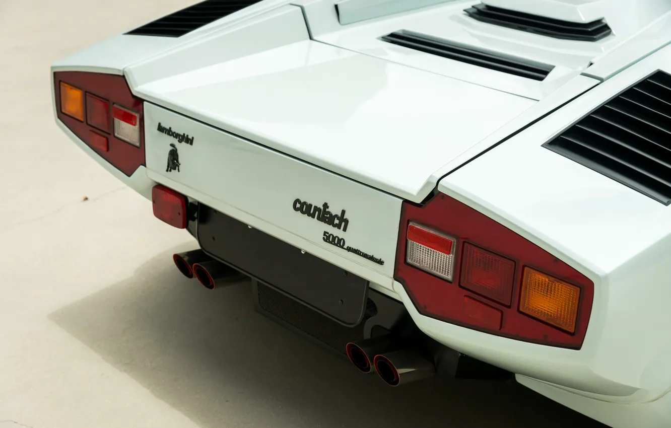 Photo wallpaper Lamborghini, lambo, Countach, Lamborghini Countach 5000QV, rear badge