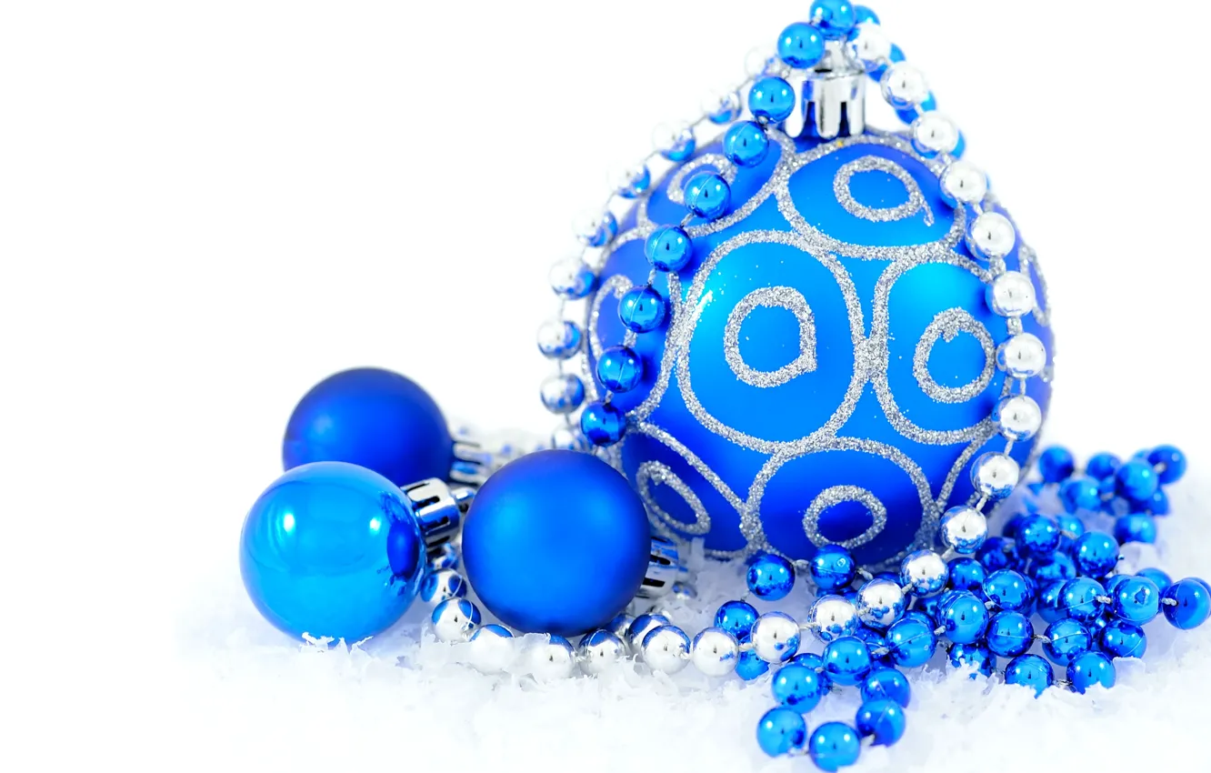 Photo wallpaper decoration, blue, balls, new year, Christmas, Christmas, blue, New Year
