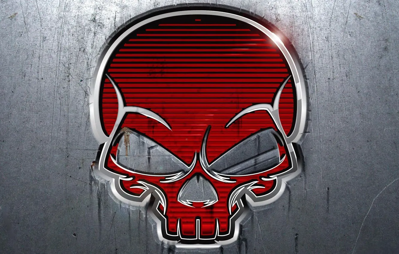 Photo wallpaper white, red, skull